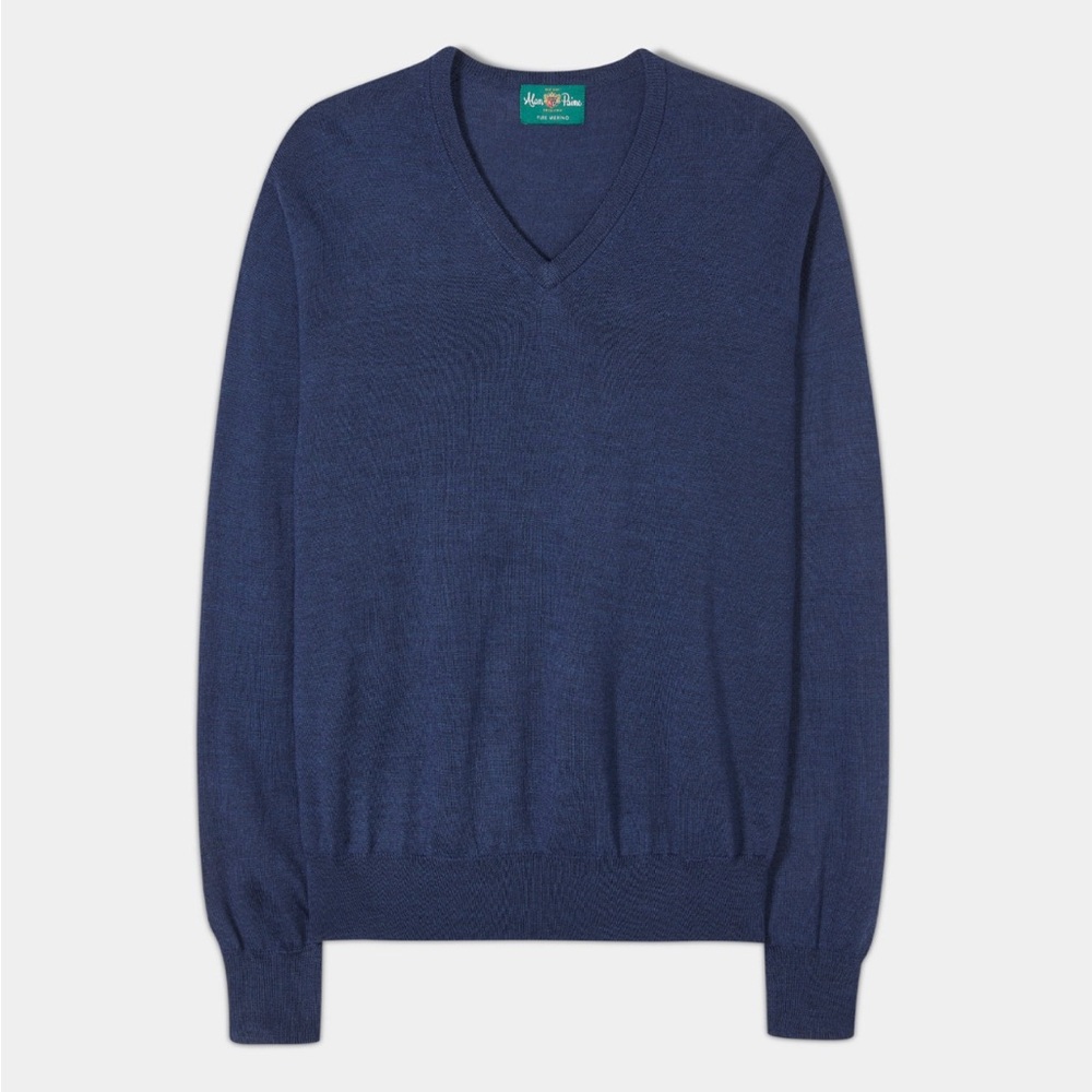 Alan Paine England 100% Merino Wool Navy Blue Jumper Sweater Men’s 44/US L
